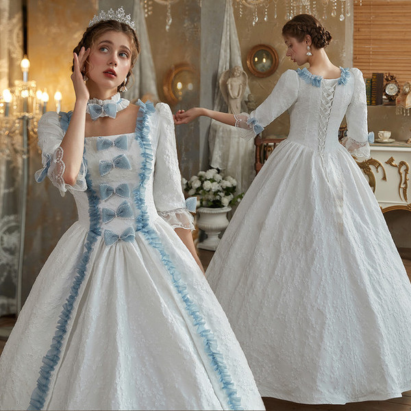 White Short Sleeve Bow Vintage Dress