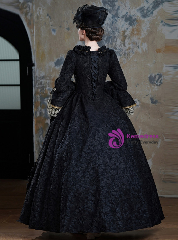 Black Long Sleeve Lace Rococo Vintage Dress