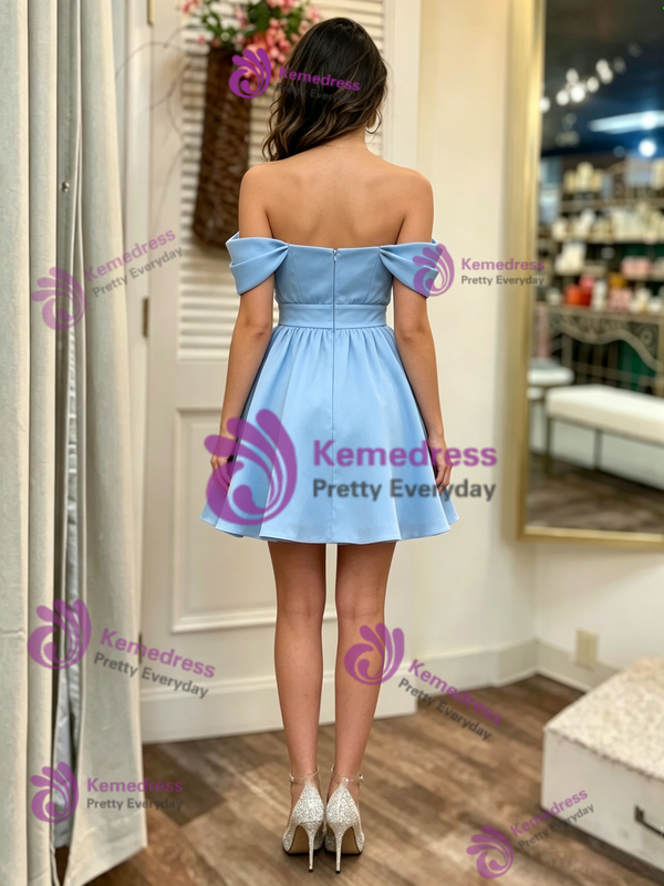 Blue Off the Shoulder Homecoming Dress