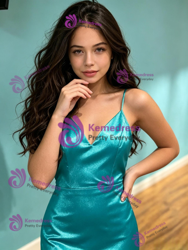 Blue Spaghetti Straps Homecoming Dress