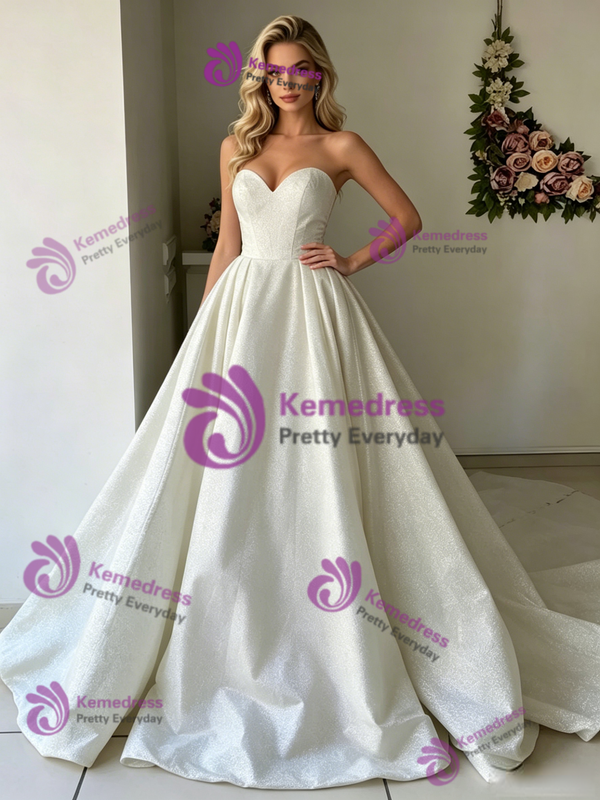 Ball Gown White Strapless Wedding Dress