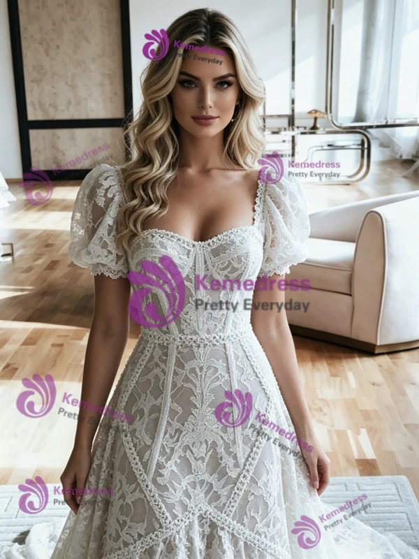 White Mermaid Lace Off the Shoulder Wedding Dress