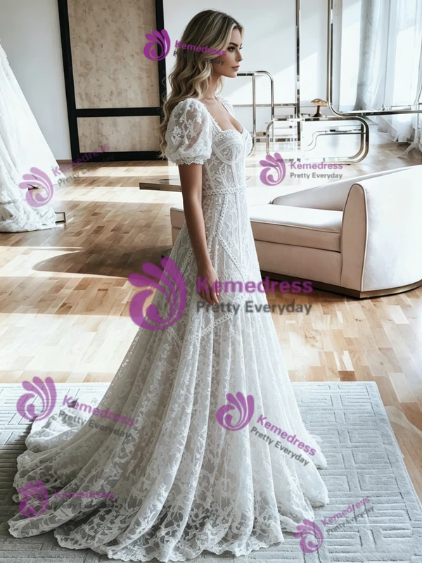 White Mermaid Lace Off the Shoulder Wedding Dress