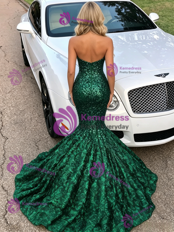Sexy Green Mermaid Sequins Prom Dress