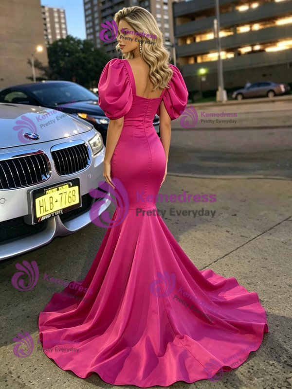 Fuchsia Mermaid Satin Prom Dress