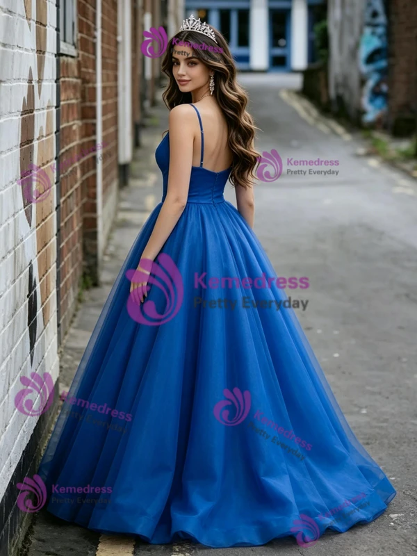 Royal Blue Tulle Straps Quinceanera Dress