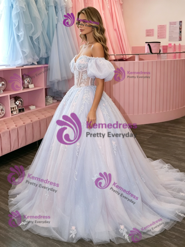 Tulle Off the Shoulder Prom Dress