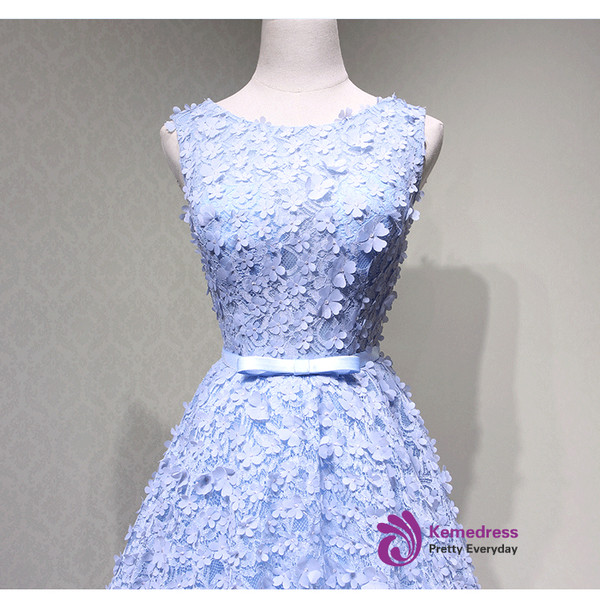 Flowers Appliques Homecoming Dress,Short Graduation Dresses