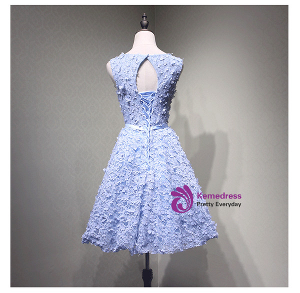 Flowers Appliques Homecoming Dress,Short Graduation Dresses