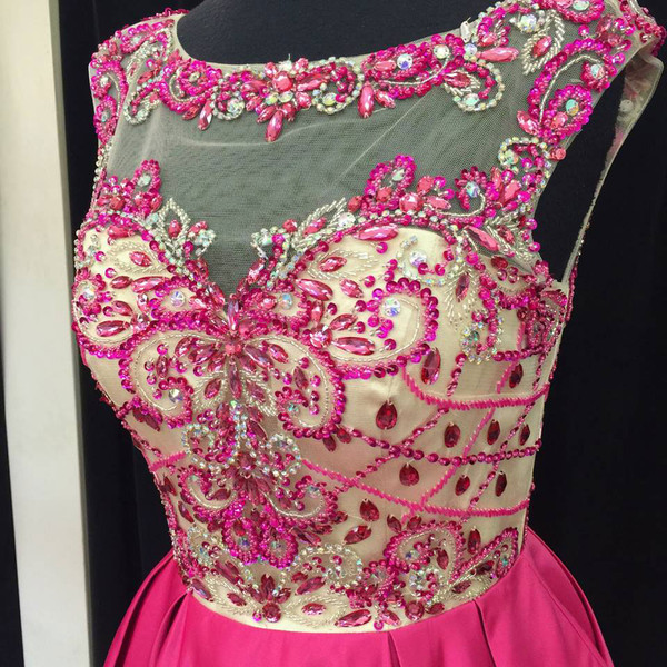 A-line Illusion Cap-sleeve Rhinestone Sweet Little Homecoming Dresses