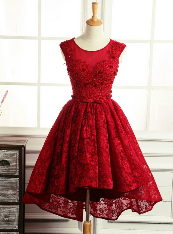 Vintage Burgundy Short Homecoming Dresses Backless  Applique