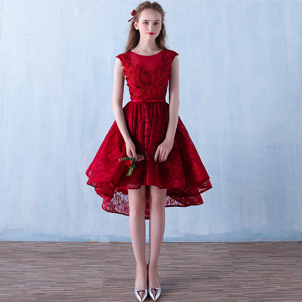 Vintage Burgundy Short Homecoming Dresses Backless  Applique