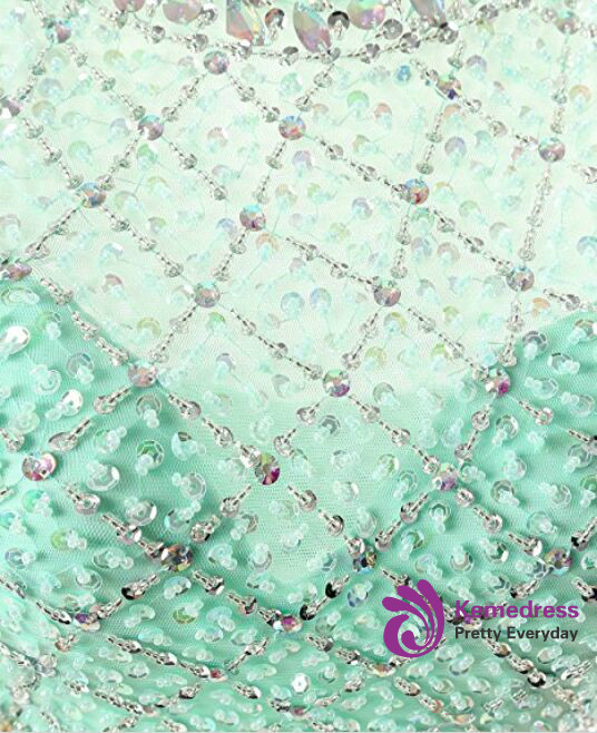 Green Short Tulle Two Piece Tulle Beading Homecoming Dress