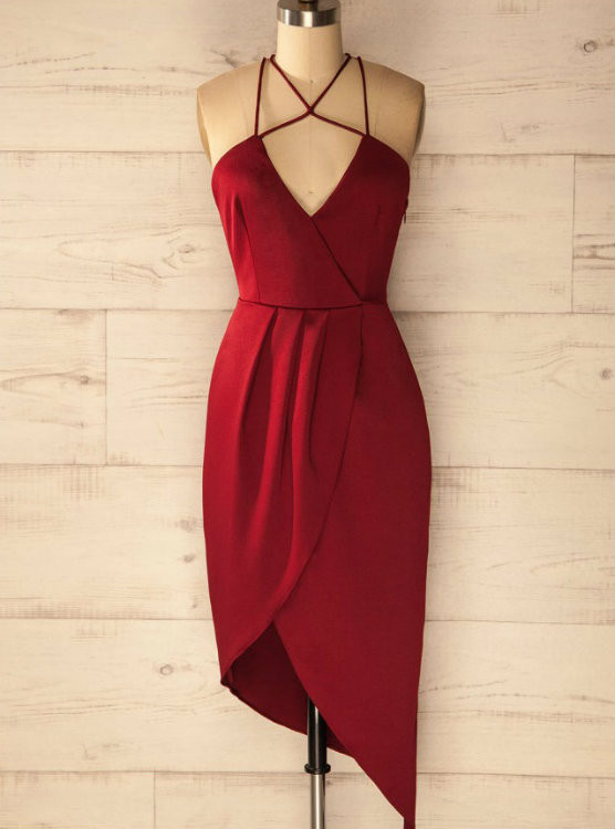 Cheap homecoming dresses 2017 Sheath V-Neck Sleeveless Criss Cross