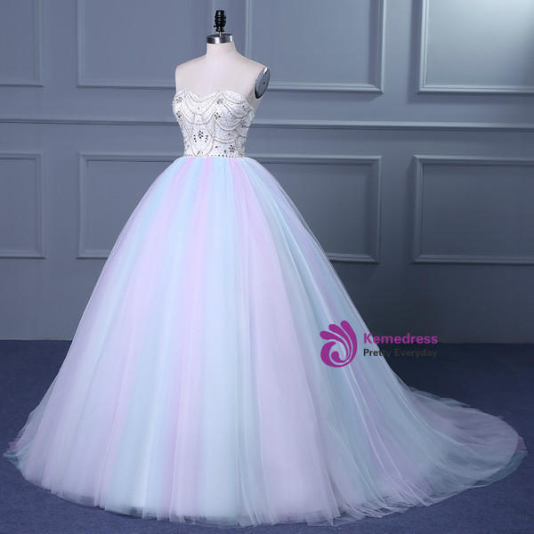 Cheap wedding dresses 2017 Strapless Sweetheart Colorful Wedding Gown with Sweep Train