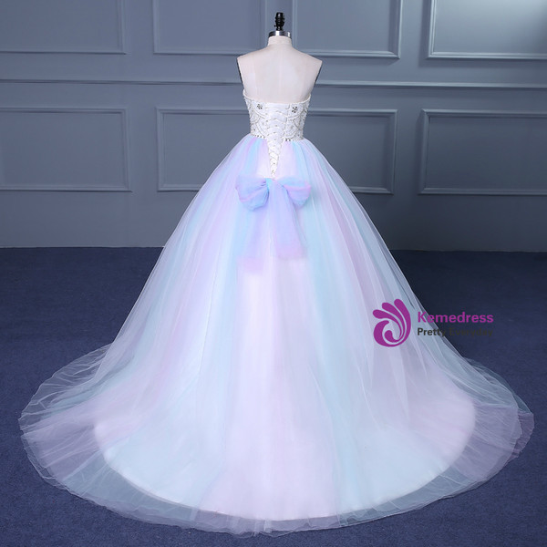 Cheap wedding dresses 2017 Strapless Sweetheart Colorful Wedding Gown with Sweep Train