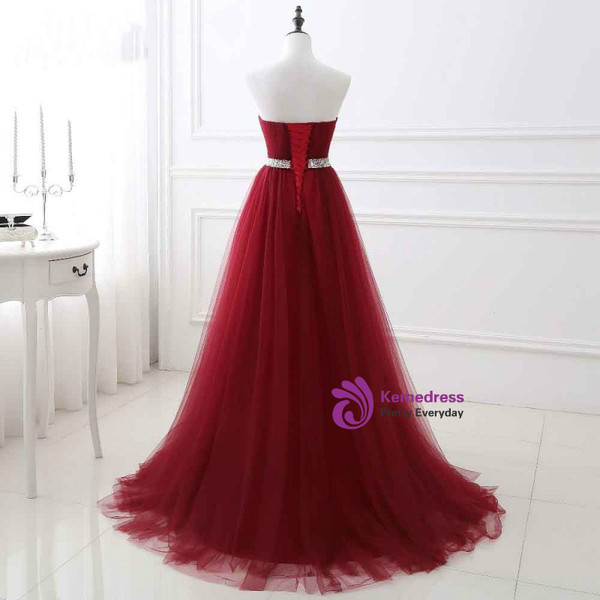 A-Line Beading Belt Long Charming Prom Dresses Floor-Length Evening Dresses