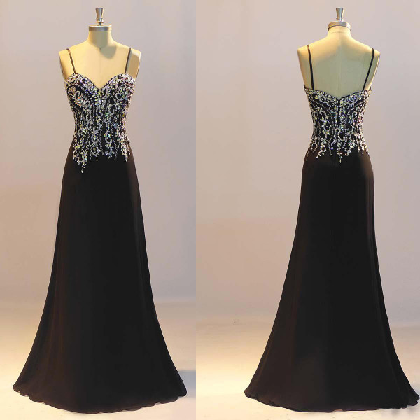 New Prom Dresses  Black Prom Dresses Sheath Prom Dresses Crystal Evening Dresses