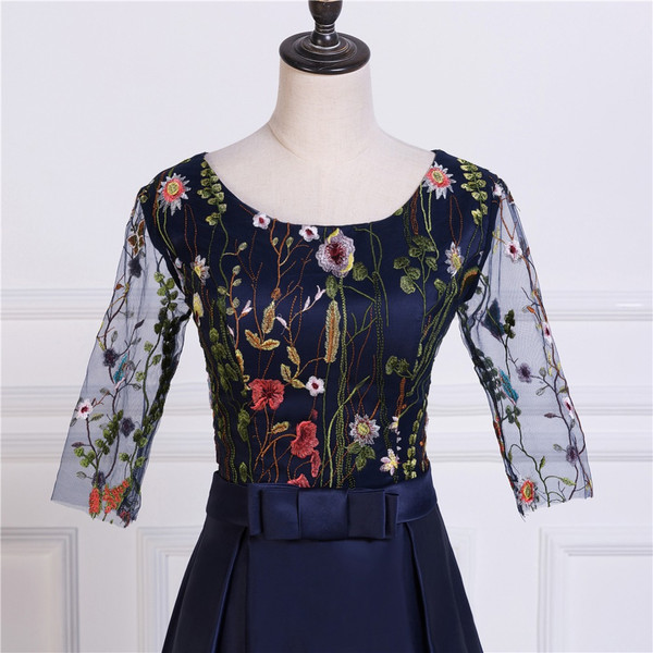 Satin Prom Dresses  A-Line Party Prom Dresses Embroidery Prom Dresses