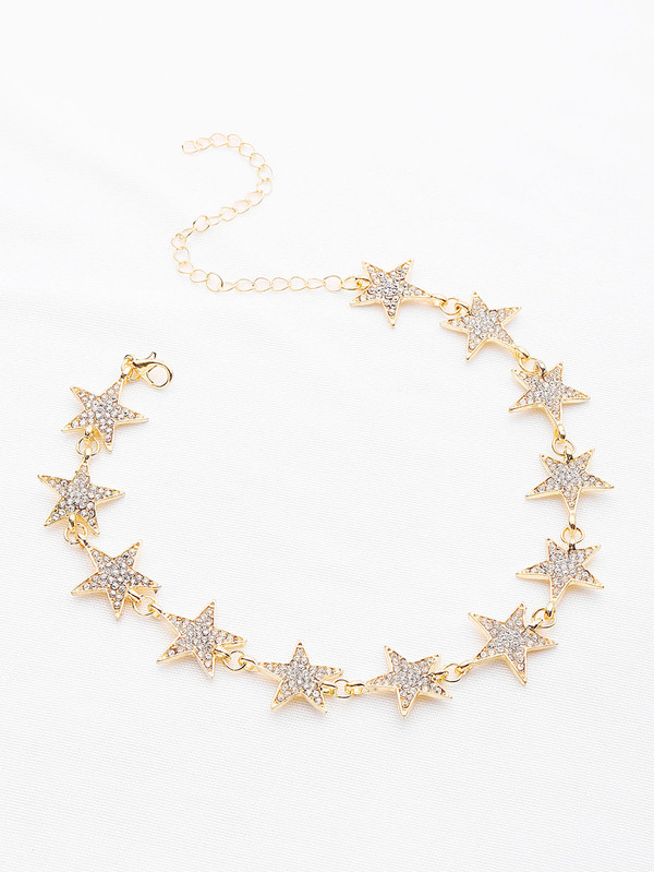 Rhinestone Embellished Star Design Choker