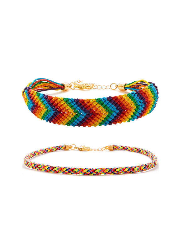 Rainbow Design Woven Choker Set 2pcs