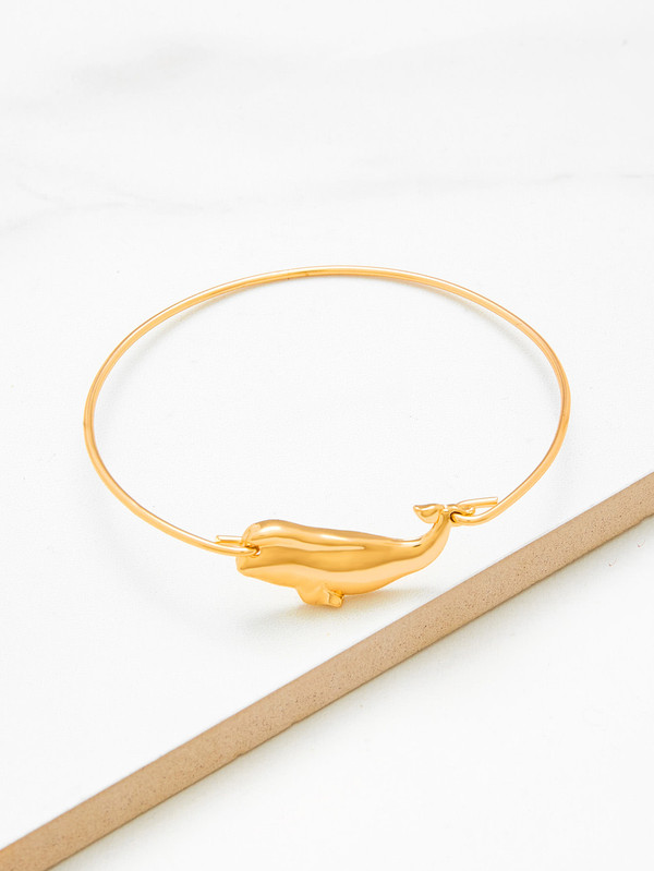 Metal Whale Detail Bangle Bracelet