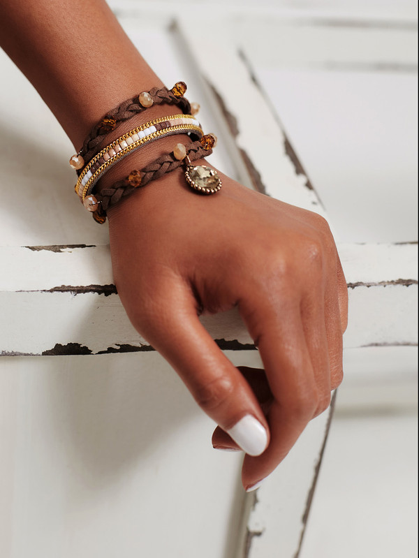 Crystal Embellished Woven Layered Bracelet