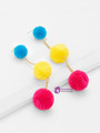 Multi Pom Pom Drop Earrings
