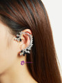 Two Tone Rhinestone Decorated Ear Climber 1pc