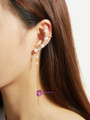 Faux Pearl Decorated Chain Design Ear Crawler 1pc