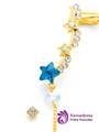 Rhinestone Star & Chain Design Earring Set 2pcs