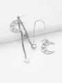 Hollow Moon & Star Design Mismatch Earrings