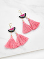 Embroidery Detail Two Tassel Drop Earrings