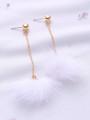 White Pom Pom Drop Earrings