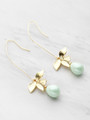 Faux Pearl And Metal Leaf Drop Earrings