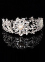 In Stock Sparkling Silver-plated Alloy Tiara With Rhinestones & Pearls