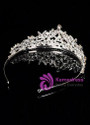 In Stock Dazzling Silver-plated Alloy Tiara With Rhinestones