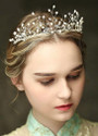 In Stock Fine Alloy Wedding Tiara With Pearls & Rhinestones