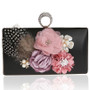 Pretty Charming Feather Flower Design Ring Dinner Clutch