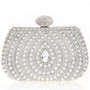 White Beads Rhinestone Shell Design Women's Dinner Bag