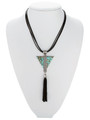 Fashion  Leather Layered Triangle Turquoise Fringe Necklace