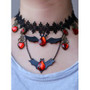 Fashion Faux Crystal Heart Bat Halloween Necklace