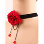 Cheap Flower Velvet Layered Choker Necklace