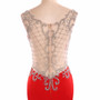Fashion V Neck Mermaid Satin Lace Beaded Red Long Evening Dresses