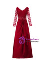 Dreamy  V-Neck Long Sleeve Lace Chiffon Mother of the Bride Dress