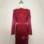 Burgundy  Long Off the Shoulder Long Sleeves Mother of The Bride Dress