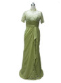 Classic Long High Neck Beaded Short Sleeves Mother of the Bride Dresses Formal Dresses
