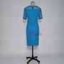 Adorable Blue Lace Knee Length Mother of the Bride Dresses Sheer with 3/4 Sleeves Long Jacket