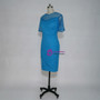 Adorable Blue Lace Knee Length Mother of the Bride Dresses Sheer with 3/4 Sleeves Long Jacket