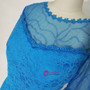 Adorable Blue Lace Knee Length Mother of the Bride Dresses Sheer with 3/4 Sleeves Long Jacket